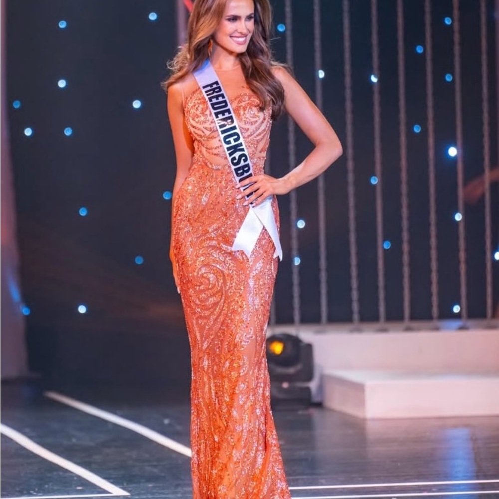 Elegant Orange Sequin Prom Dress